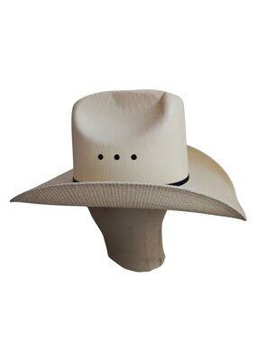 Cowboy Hat Size 6 7/8 White Straw W/ Black Band Western Resistol Rancher